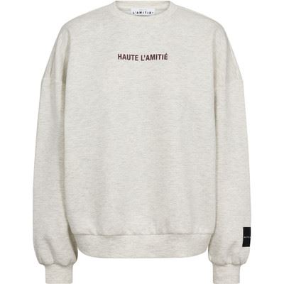 HAUTE L`AMITIÉ SWEATSHIRT, BACK PRINT STUDIO SWEAT, PEARL MELANGE